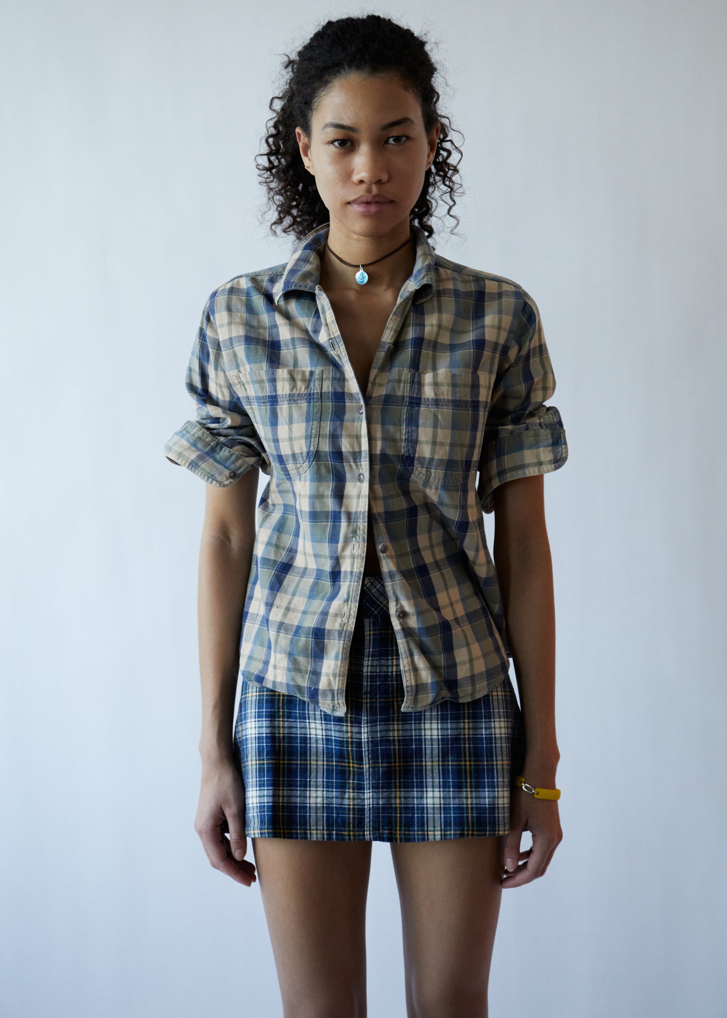 ABERCROMBIE AND FITCH BLUE/YELLOW FLANNEL