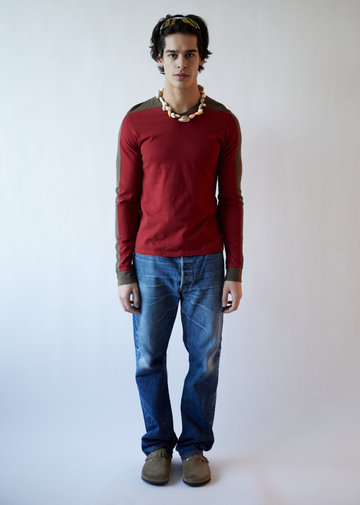 DRIES VAN NOTEN RED/BROWN LONG SLEEVE T