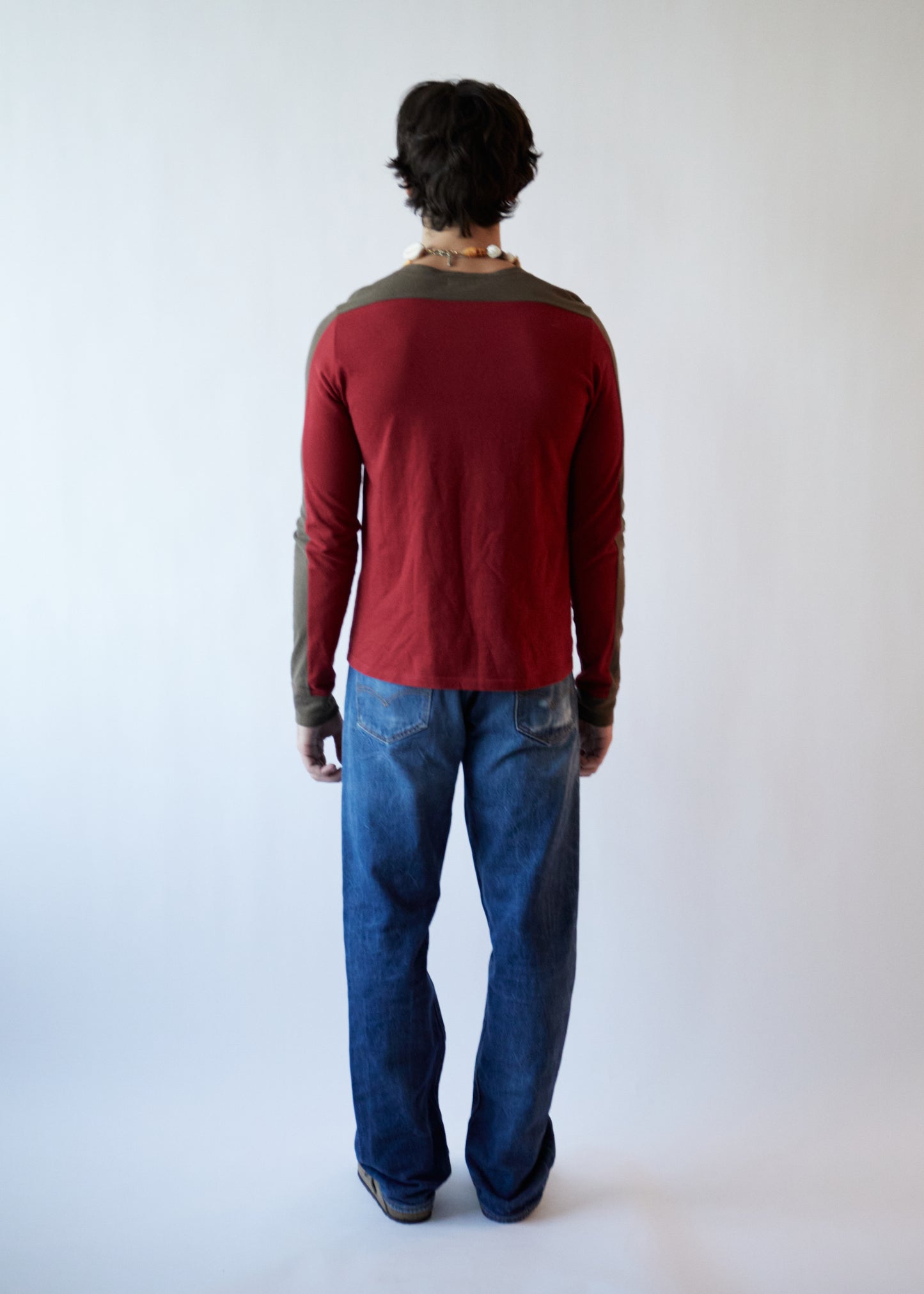 DRIES VAN NOTEN RED/BROWN LONG SLEEVE T