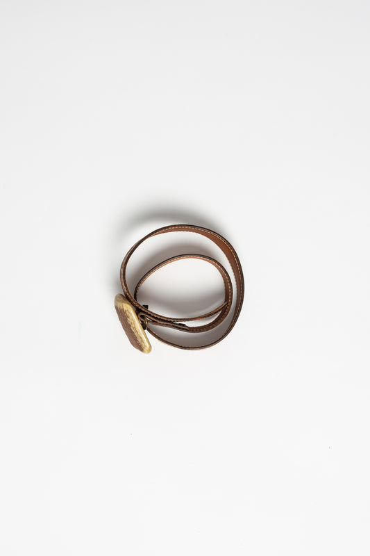 BROWN LEATHER BELT WITH HORN BUCKLKE